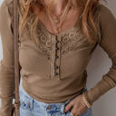  HIDDEN GEMS Cozy Essential Lace Ribbed Top