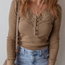  HIDDEN GEMS Cozy Essential Lace Ribbed Top