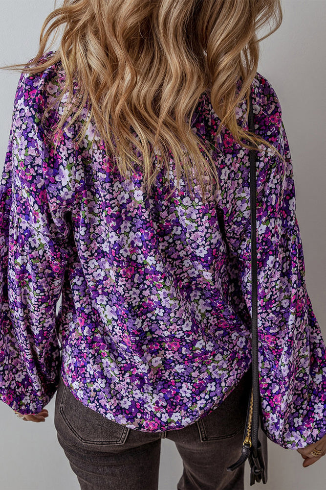 HIDDEN GEMS Floral Bishop Sleeve Blouse