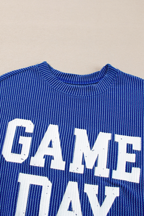 HIDDEN GEMS | GAME DAY Corded Long Sleeve Crewneck Top