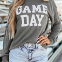  HIDDEN GEMS | GAME DAY Corded Long Sleeve Crewneck Top