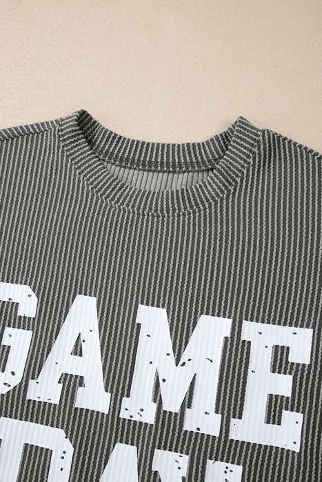 HIDDEN GEMS | GAME DAY Corded Long Sleeve Crewneck Top