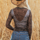  HIDDEN GEMS | Western Rodeo Mesh Mock Neck Top