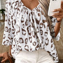  HIDDEN GEMS Leopard Shirred Blouse