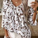  HIDDEN GEMS Leopard Shirred Blouse