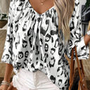  HIDDEN GEMS Leopard Shirred Blouse