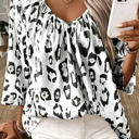  HIDDEN GEMS Leopard Shirred Blouse