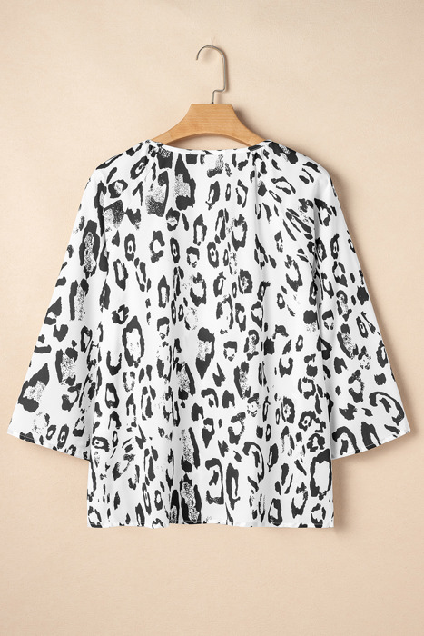 HIDDEN GEMS Leopard Shirred Blouse