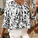  HIDDEN GEMS Leopard Shirred Blouse