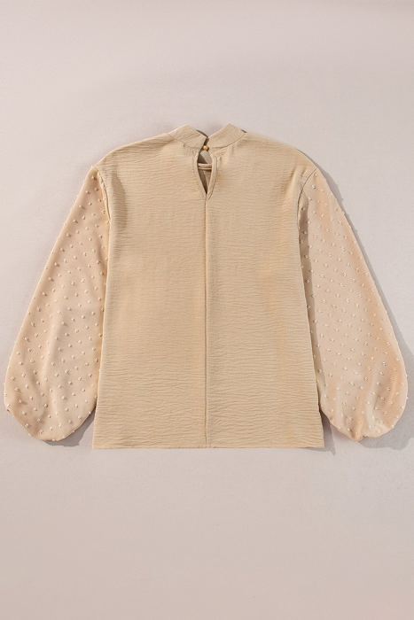 HIDDEN GEMS | Swiss Dot Patchwork Balloon Sleeve Blouse
