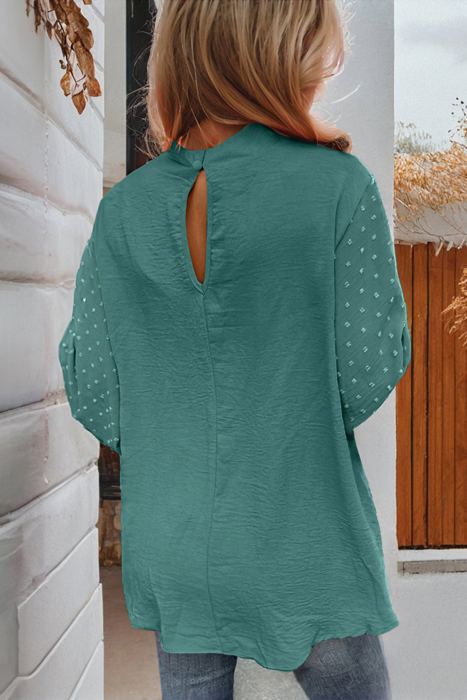 HIDDEN GEMS | Swiss Dot Patchwork Balloon Sleeve Blouse