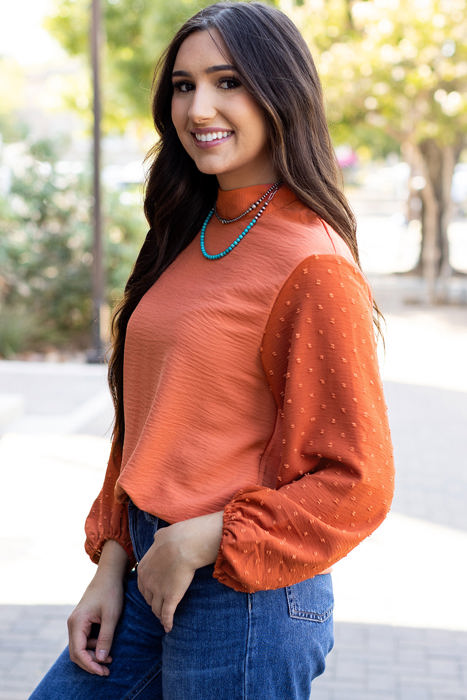 HIDDEN GEMS | Swiss Dot Patchwork Balloon Sleeve Blouse