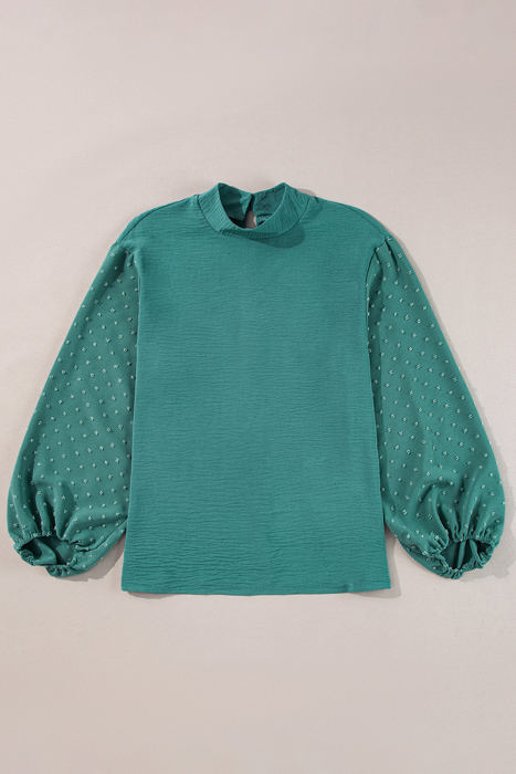 HIDDEN GEMS | Swiss Dot Patchwork Balloon Sleeve Blouse