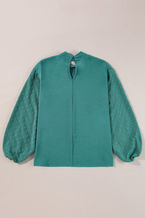 HIDDEN GEMS | Swiss Dot Patchwork Balloon Sleeve Blouse
