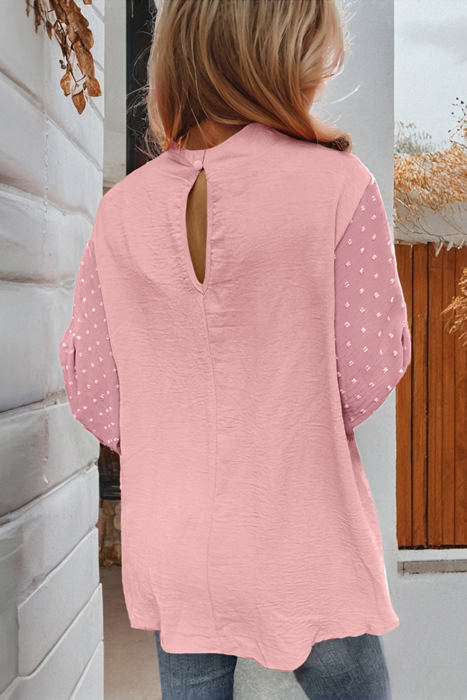 HIDDEN GEMS | Swiss Dot Patchwork Balloon Sleeve Blouse