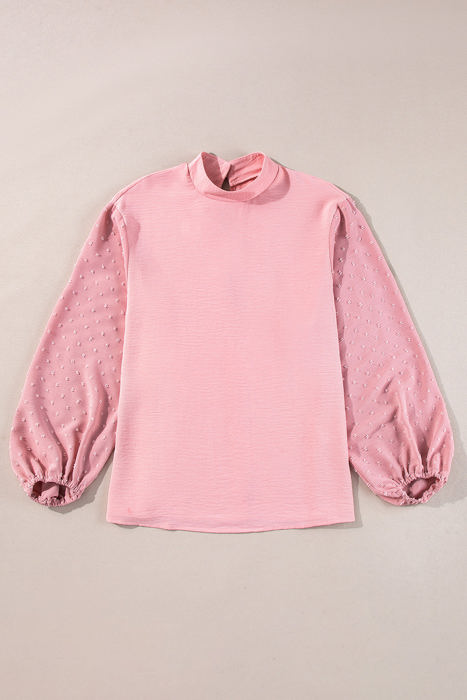 HIDDEN GEMS | Swiss Dot Patchwork Balloon Sleeve Blouse