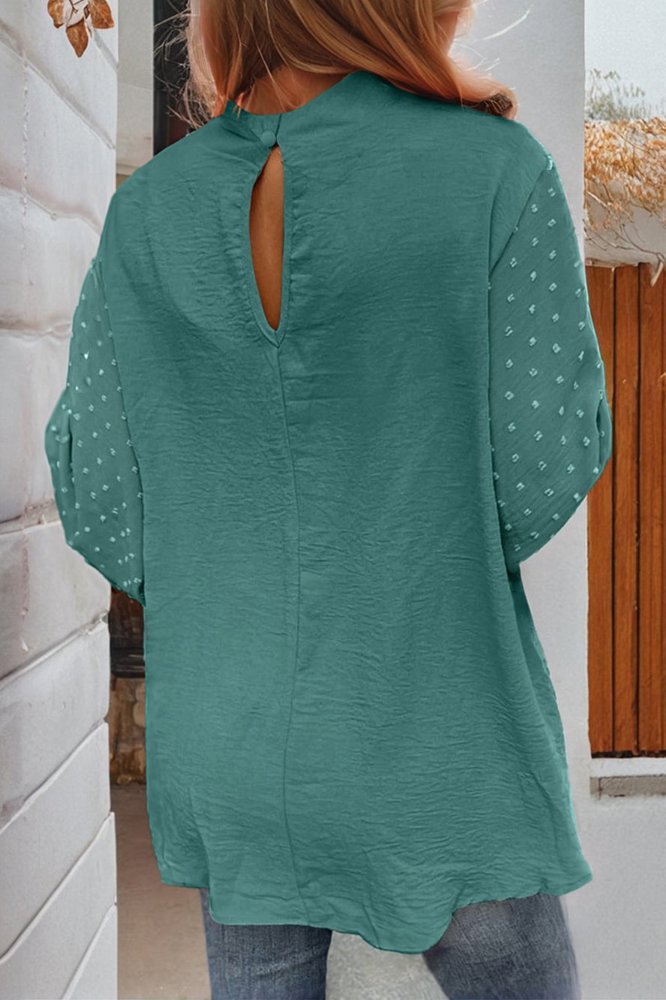 HIDDEN GEMS Dotted Sleeve Blouse