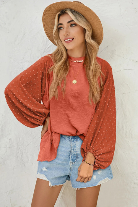 HIDDEN GEMS Dotted Sleeve Blouse