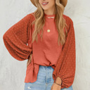  HIDDEN GEMS Dotted Sleeve Blouse