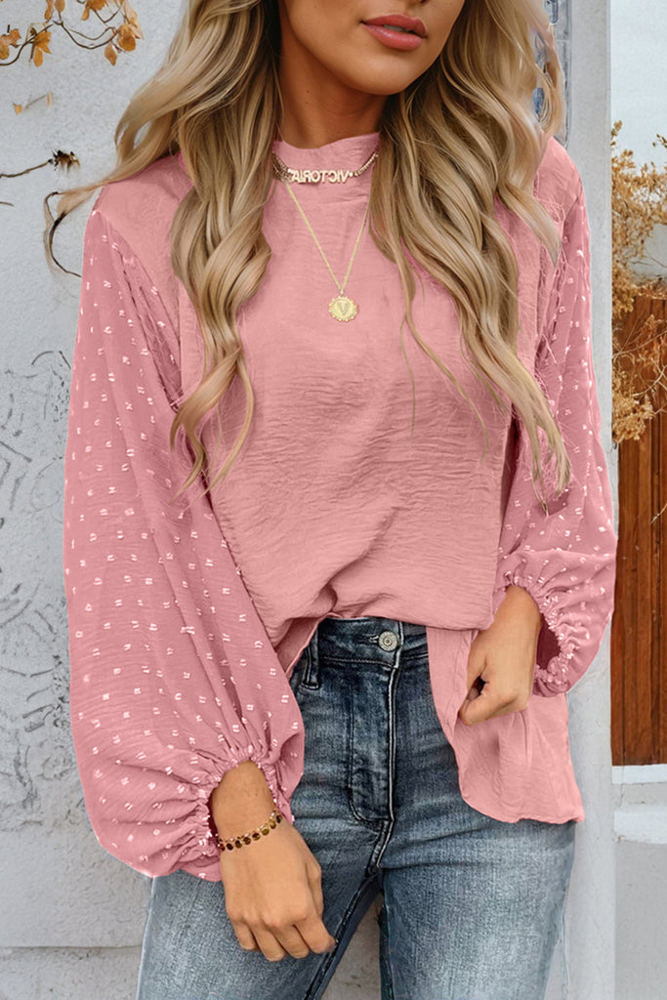 HIDDEN GEMS Dotted Sleeve Blouse