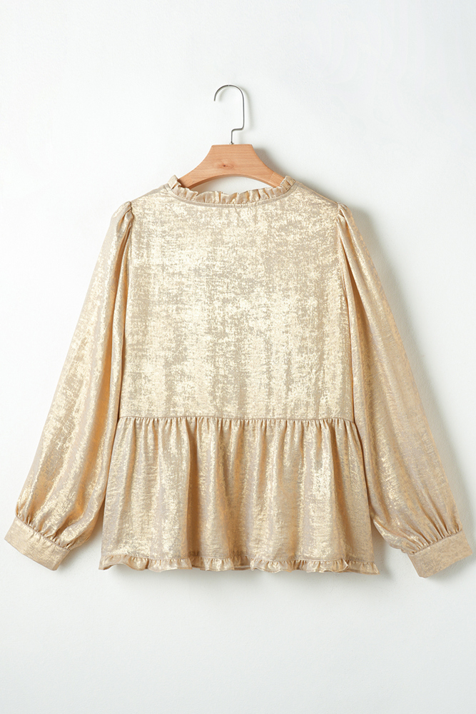 The Holiday Metallic Gold Babydoll Top