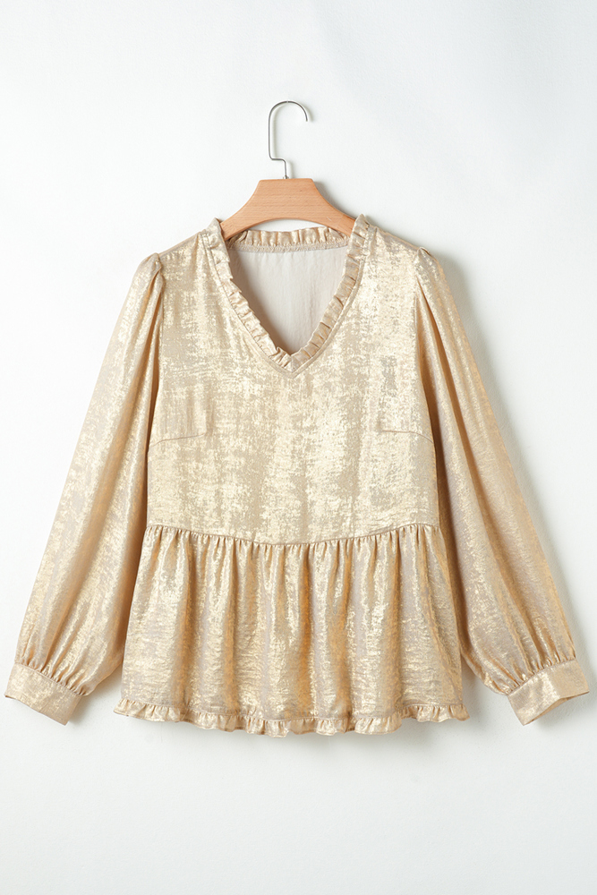 The Holiday Metallic Gold Babydoll Top