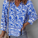  HIDDEN GEMS | Boho Tied Neck 3/4 Sleeve Blouse