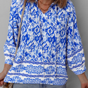  HIDDEN GEMS | Boho Tied Neck 3/4 Sleeve Blouse