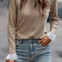  The Helene Soft Lace Sleeve Cuff Top