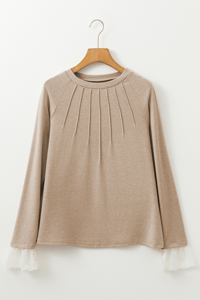 The Helene Soft Lace Sleeve Cuff Top