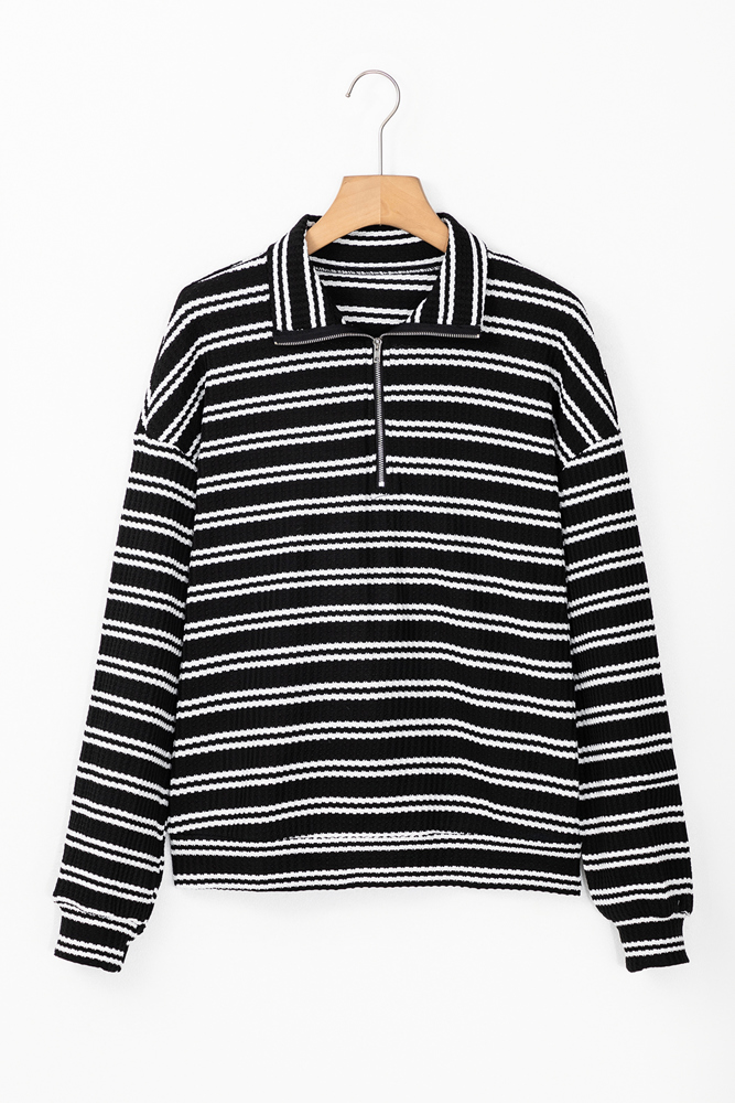 HIDDEN GEMS Beloved Basics Stripe Zip Top