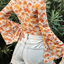  HIDDEN GEMS | Floral Bell Sleeve Mock Neck Blouse