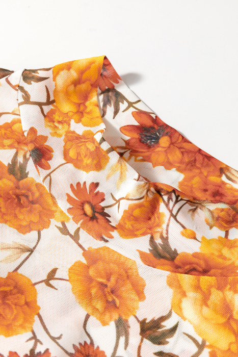 HIDDEN GEMS | Floral Bell Sleeve Mock Neck Blouse