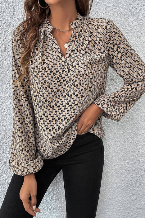 HIDDEN GEMS Abstract V Neck Blouse