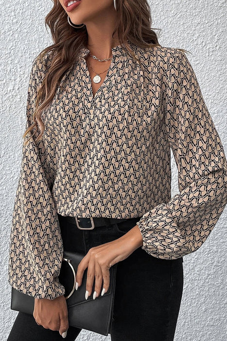 HIDDEN GEMS Abstract V Neck Blouse