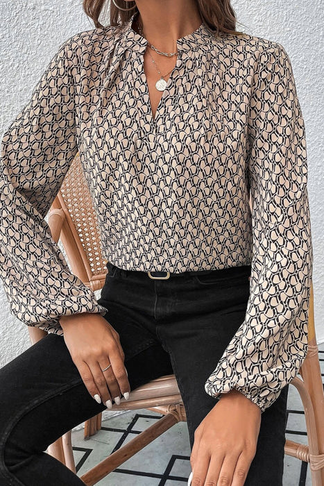 HIDDEN GEMS Abstract V Neck Blouse