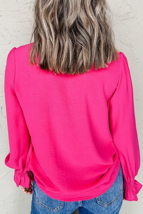 The Devon Crinkled Smocked Sleeve Blouse