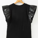  HIDDEN GEMS Ruffle Faux Leather Sleeve Top