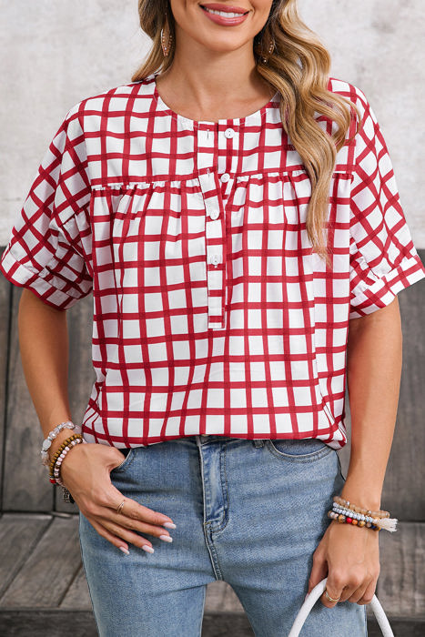 HIDDEN GEMS | Adorably Classic Gingham Plaid Blouse