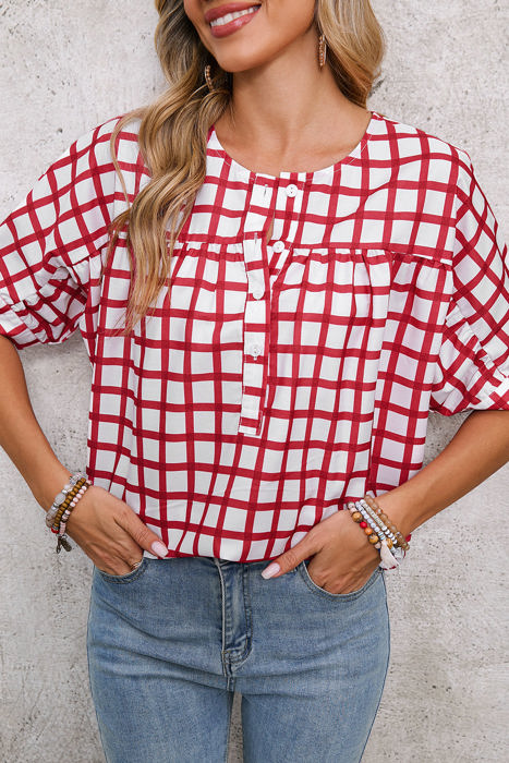 HIDDEN GEMS | Adorably Classic Gingham Plaid Blouse