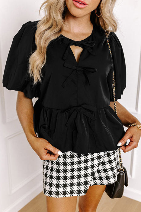 HIDDEN GEMS Classy Bow Tie Blouse