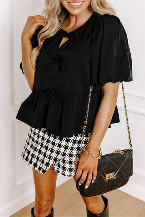 HIDDEN GEMS Classy Bow Tie Blouse