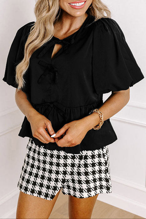 HIDDEN GEMS Classy Bow Tie Blouse