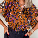  HIDDEN GEMS Artsy Leopard Ruffle Top