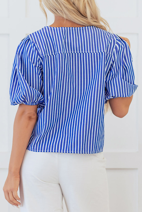 HIDDEN GEMS Stripe Bow Tie Top