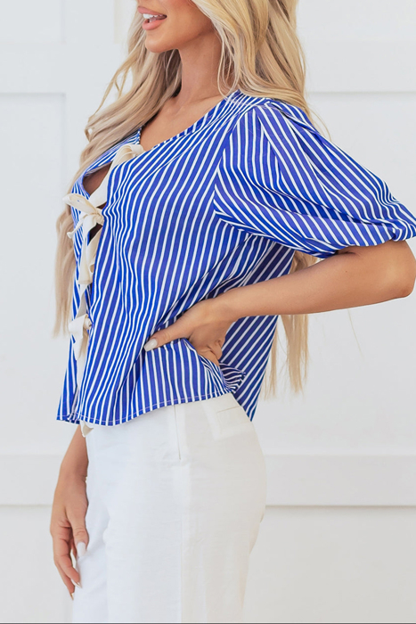 HIDDEN GEMS Stripe Bow Tie Top