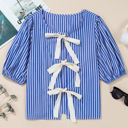  HIDDEN GEMS Stripe Bow Tie Top