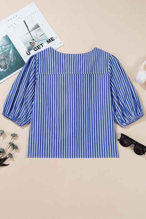 HIDDEN GEMS Stripe Bow Tie Top