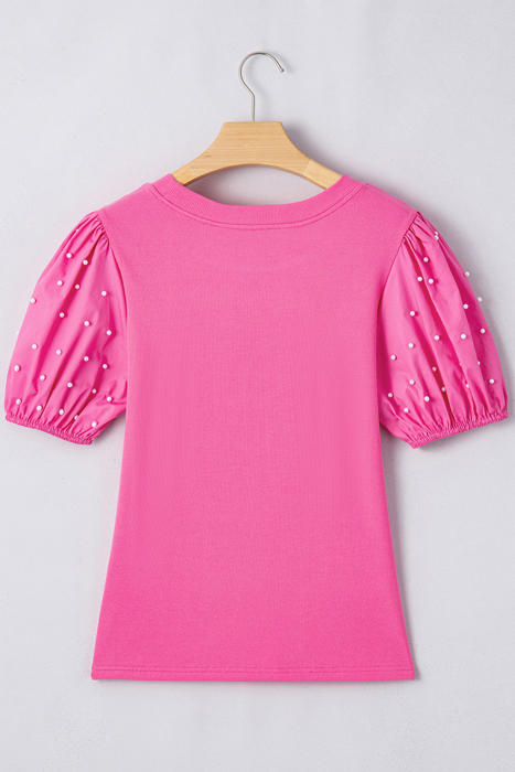 HIDDEN GEMS Pretty Beaded Puff Sleeve Top