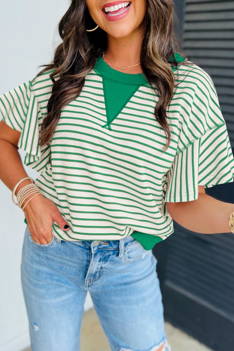 HIDDEN GEMS | Sweet Summer Stripe Ruffle Sleeve Top